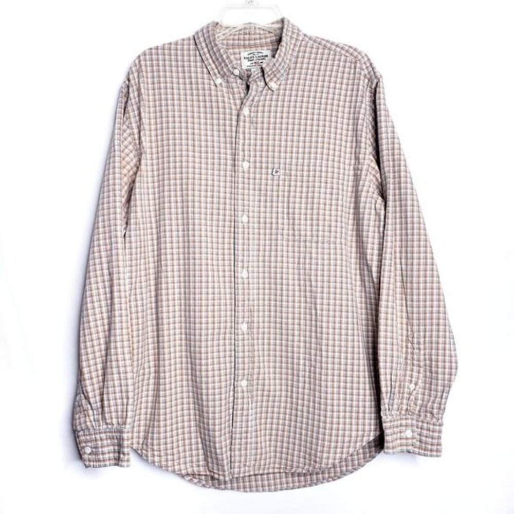 Vintage Ralph Lauren Plaid Long Sleeve Button Down Shirt Men's Size Large